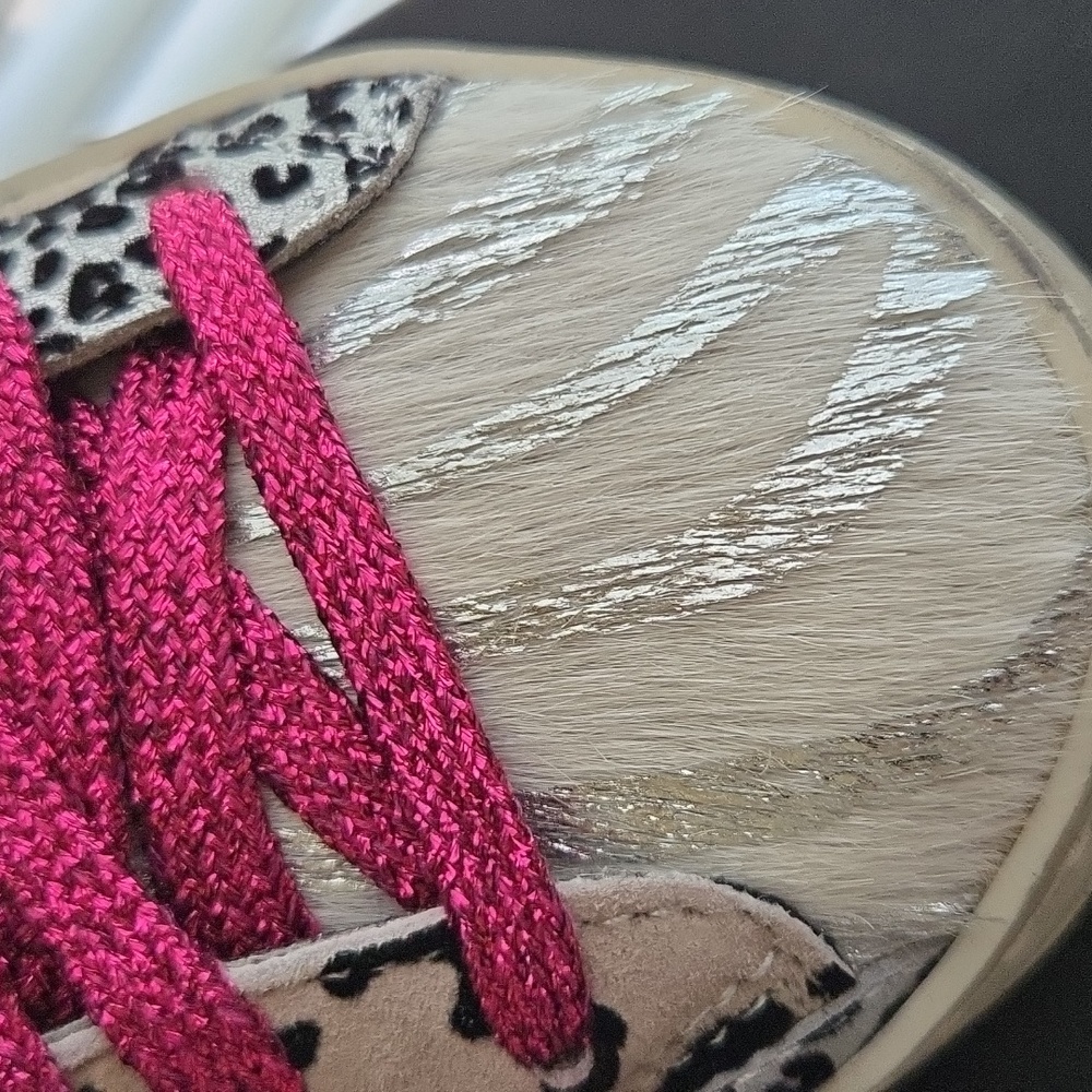 NEW P448 John Sneaker Silver Leopard Print Pink Laces Box Italy - 37 (6.5 - 7) - Picture 12 of 14